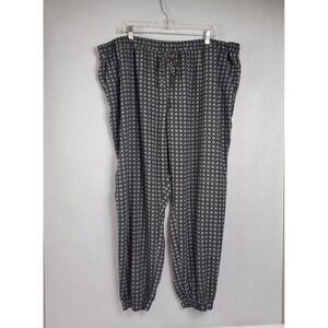 Merona Womens 3X Jogger Pants Black White Geometric Medallion Print Drawstring